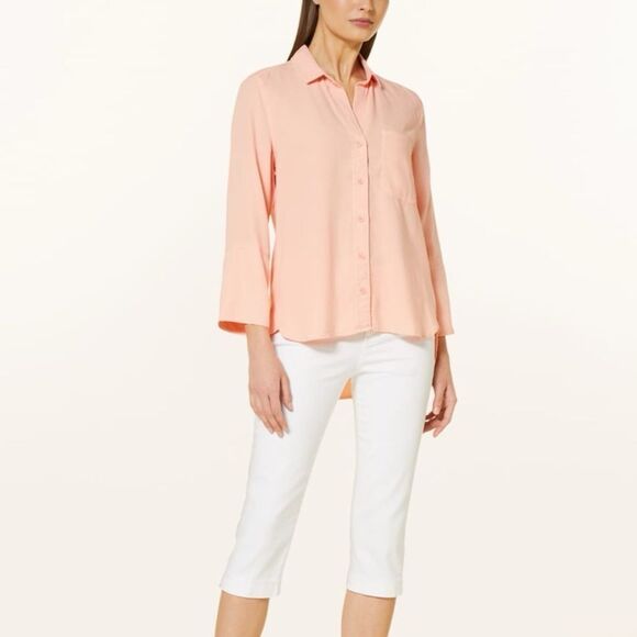 NWOT Bella Dahl Revolve Peachy High Low Button Down Blouse 100% Tencel Womens S - Picture 1 of 7